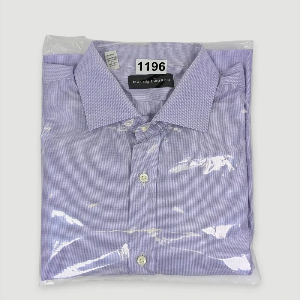 Ralph Lauren Black Label Dress Shirt Mens 17 Purple Made in Italy‎ Luxury Cotton